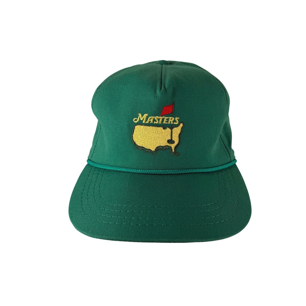 Vintage Augusta Masters Golf Hat Green Rope Leather Strapback USA‎ Adjustable